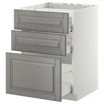 IKEA Metod / maximera Benkeskap for platetopp/3 fr/3 sku, hvit/bodbyn grå, 60x60 cm tilbud