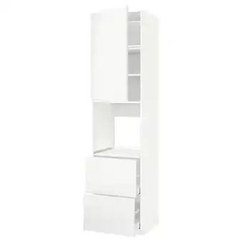 IKEA Metod / maximera Høyskap for ovn +dør/2 skuffer, hvit/voxtorp matt hvit, 60x60x240 cm tilbud