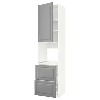 IKEA Metod / maximera Høyskap for ovn +dør/2 skuffer, hvit/bodbyn grå, 60x60x240 cm tilbud