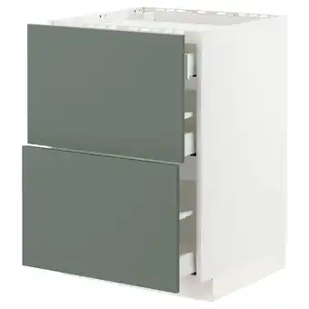 IKEA Metod / maximera Benkeskap f platetopp/2 fr/3 sku, hvit/bodarp grågrønn, 60x60 cm tilbud