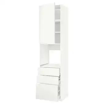IKEA Metod / maximera Høyskap for ovn med dør/3 skuffer, hvit/voxtorp matt hvit, 60x60x240 cm tilbud