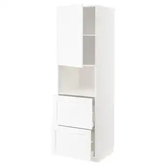 IKEA Metod / maximera Høyskap for mikro med dør/2 skuffer, hvit Enköping/hvit tremønstret, 60x60x200 cm tilbud