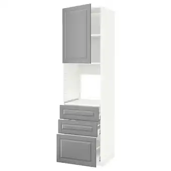IKEA Metod / maximera Høyskap for ovn med dør/3 skuffer, hvit/bodbyn grå, 60x60x220 cm tilbud
