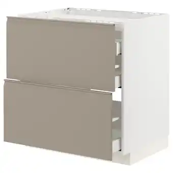 IKEA Metod / maximera Benkeskap for platetopp/2 fr/3 sku, hvit/upplöv matt mørk beige, 80x60 cm tilbud