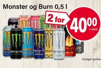 Nærbutikken Monster og Burn 0,5 l tilbud