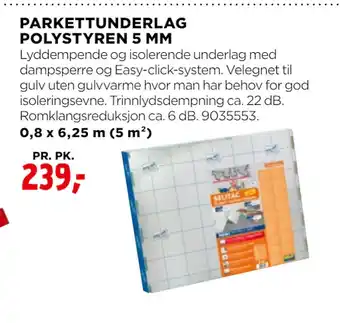 jem & fix PARKETTUNDERLAG POLYSTYREN 5 MM tilbud