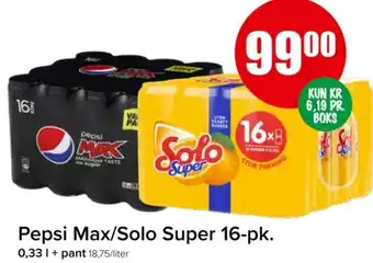 Spar Pepsi Max/Solo Super 16-pk. tilbud
