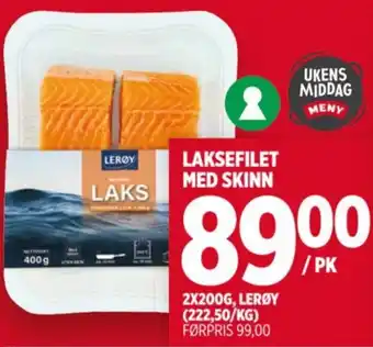 Meny LAKSEFILET MED SKINN tilbud