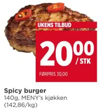 Meny Spicy burger tilbud