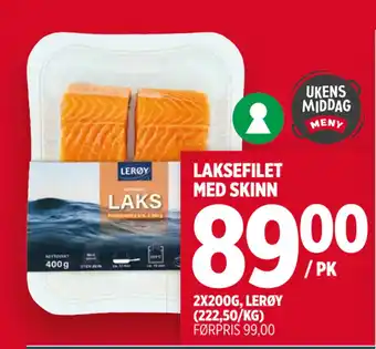 Meny LAKSEFILET MED SKINN tilbud
