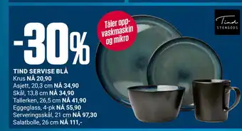 Europris TIND SERVISE BLÅ tilbud