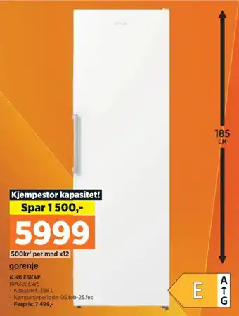 POWER KJØLESKAP RP619EEW5 tilbud