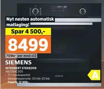 POWER INTEGRERT STEKEOVN HB278ACSOS tilbud
