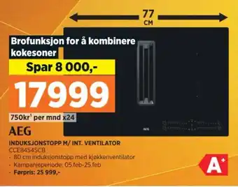 POWER INDUKSJONSTOPP M/ INT. VENTILATOR CCE8454SCB tilbud