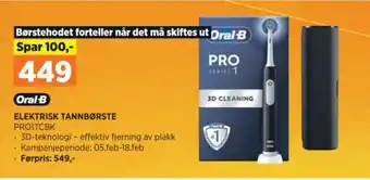 POWER ELEKTRISK TANNBØRSTE PRO1TCBK tilbud
