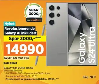 POWER SAMSUNG GALAXY S24 ULTRA 256 GB SMS928BZTGEUB tilbud