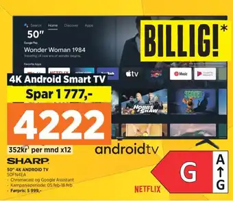POWER 50" 4K ANDROID TV 50FN4EA tilbud