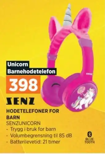 POWER HODETELEFONER FOR BARN SENZUNICORN tilbud