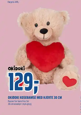 Coop Obs OKIDOKI KOSEBAMSE MED HJERTE 30 CM tilbud