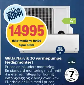 Obs Bygg Wilfa Narvik 30 varmepumpe, ferdig montert tilbud