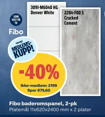 Obs Bygg Fibo baderomspanel, 2-pk tilbud