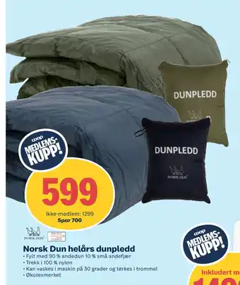Coop Obs Norsk Dun helårs dunpledd tilbud