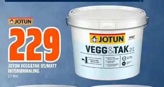 Obs Bygg JOTUN VEGG&TAK 05/MATT INTERIØRMALING tilbud
