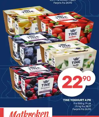 Matkroken TINE YOGHURT 4 PK tilbud