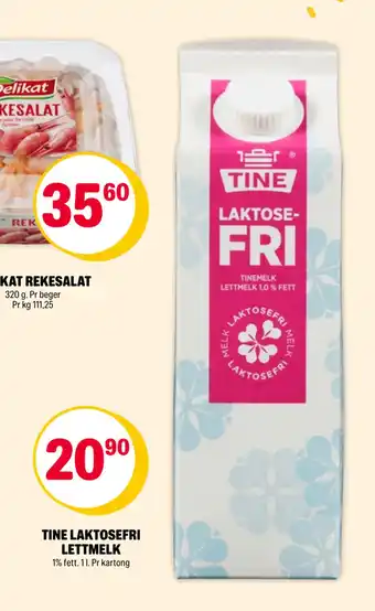 Coop Extra TINE LAKTOSEFRI LETTMELK tilbud