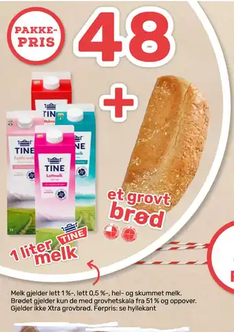 Matkroken 1 liter melk + et grovt brød tilbud