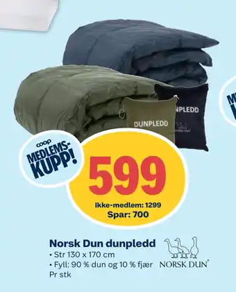 Coop Extra Norsk Dun dunpledd tilbud