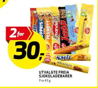 Bunnpris UTVALGTE FREIA SJOKOLADEBARER tilbud