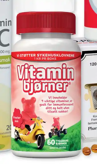 Vitusapotek Vitaminbjørner bringebær, 60 stk tilbud