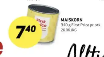 Bunnpris First price mais tilbud