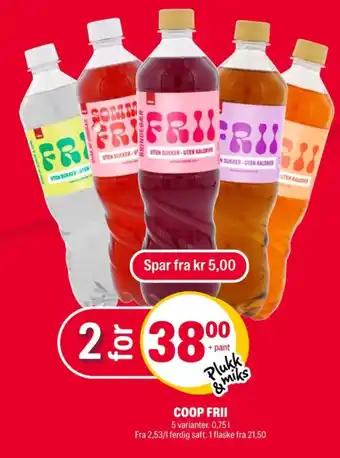 Coop Extra Frii bringebærsaft tilbud