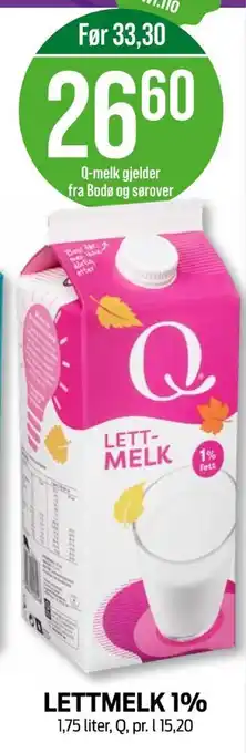 Kiwi Q lettmelk 1,0% tilbud