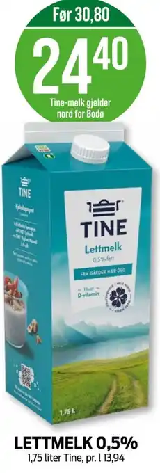 Kiwi Tine lettmelk 0,5% tilbud