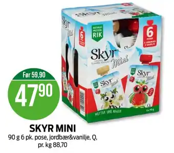 Kiwi Q jordbær & vanilje 6 pk. skyr tilbud