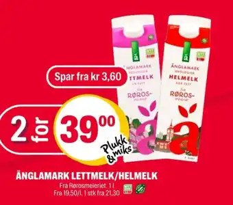 Coop Extra Änglamark lettmelk 1,0% tilbud