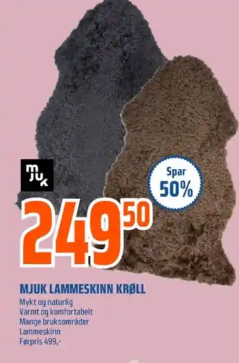 Coop Obs Mjuk lammeskinn tilbud