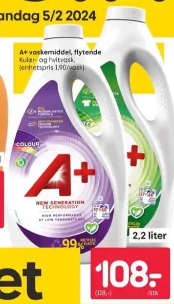 Rusta A+ vaskemiddel-flytende tilbud