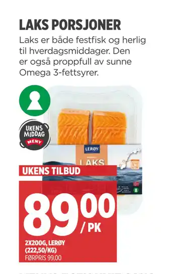 Meny LAKS PORSJONER tilbud