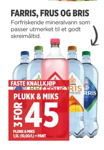 Meny FARRIS, FRUS OG BRIS tilbud