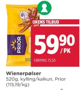 Meny Prior wienerpølser tilbud