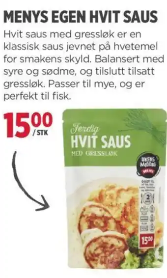 Meny MENYS EGEN HVIT SAUS tilbud