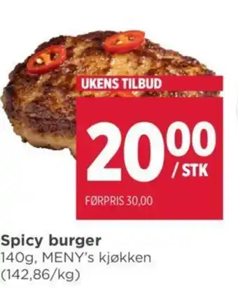 Meny Spicy burger tilbud