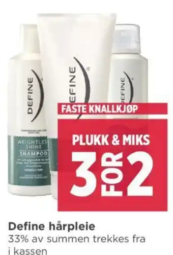 Meny Define hårpleie tilbud