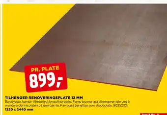jem & fix TILHENGER RENOVERINGSPLATE 12 MM tilbud