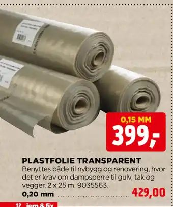 jem & fix PLASTFOLIE TRANSPARENT tilbud