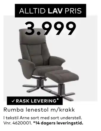 Skeidar Rumba lenestol m/krakk tilbud